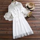 Mock Two Piece Short-sleeve A-line Shirt Dress