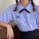 Short-sleeve Lettering Shirt / Pleated Skirt