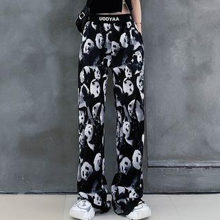 Panda Print Pleated Pants