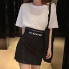 Short-sleeve T-shirt / Lettering Mini A-line Dress