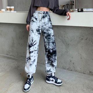 High-waist Drawstring Tie Dye Sweatpants