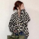Leopard Print V-neck Sweater Leopard - One Size