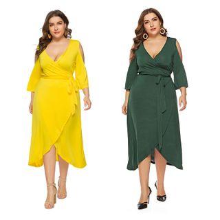 Open Shoulder Tie-waist A-line Dress
