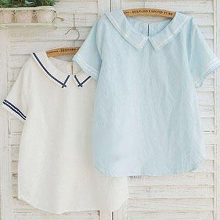 Short-sleeve Sailor Collar Blouse