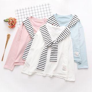 Striped Panel Applique Pullover
