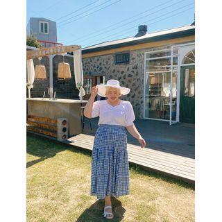 Sweetheart-neck Shirred Blouse