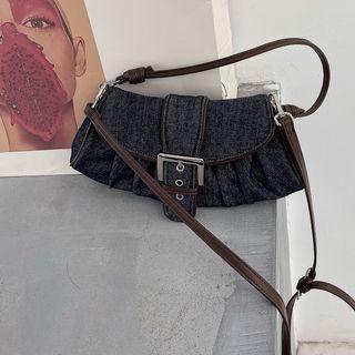 Denim Shirred Crossbody Bag Denim Blue - One Size