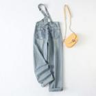 One-shoulder Washed Suspender Jeans