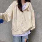 Heart Embellishment Zip-up Jacket