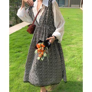 Floral Printed V-neck Lace Dress