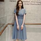 Short Sleeve V-neck A-line Dress