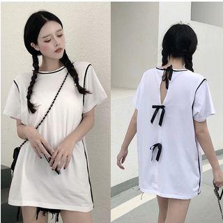 Bow Accent Back Short Sleeve T-shirt Dress