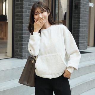 Letter-printed Drawcord-hem Boxy Sweatshirt