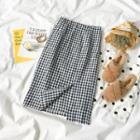 Gingham Slit Straight Fit Skirt