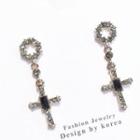 Rhinestone Cross Dangle Earring 1 Pair - As Shown In Figure - One Size