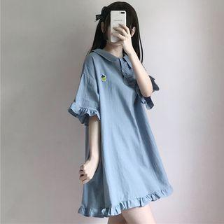 Ruffled-trim Polo A-line Dress