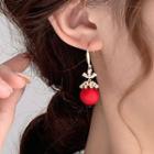 Rhinestone & Bead Dangle Earring 1 Pair - Red - One Size