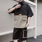 Set: Elbow-sleeve Half-zip Top + Cargo Shorts