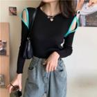 Contrast Trim Cut-out Knit Top