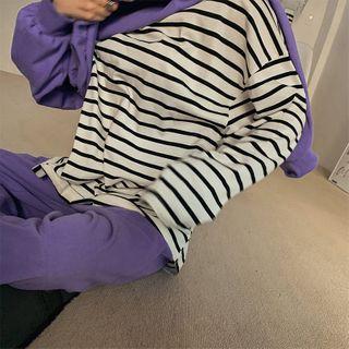 Wide-sleeve Striped Oversized T-shirt