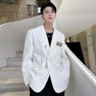 Double Breasted Rhinestone Chain-accent Blazer