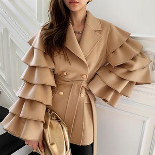 Double-breasted Ruffled Jacket