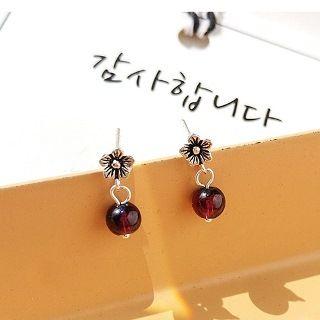 Sterling Silver Flower Beaded Studs