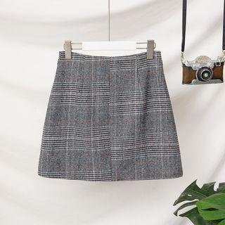 Plaid Zip A-line Skirt
