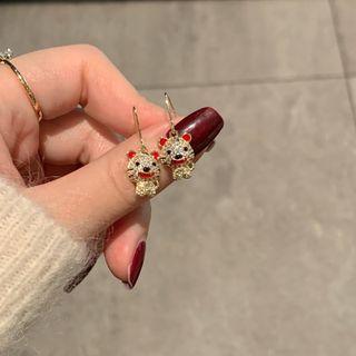 Rhinestone Tiger Drop Earring / Clip-on Earring