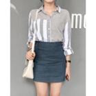 Pocket-detail Linen Skirt