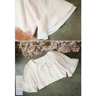 Bow-front Frill-sleeve Chiffon Top