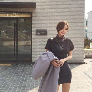 Mockneck Dolman Bodycon Dress