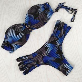 Print Strapless Bikini