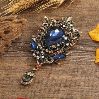Rhinestone Brooch Dark Blue - One Size