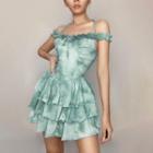 Halter Neck Off Shoulder Layered Dress