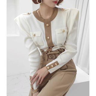 Sharp-shoulder Knit Cardigan