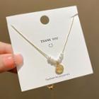 Chinese Characters Pendant Freshwater Pearl Alloy Necklace X865 - Gold - One Size
