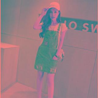 Ripped Denim Overall Dress