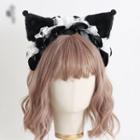 Cat Ear Chenille Headband Black - One Size