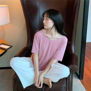 Elbow-sleeve T-shirt / Plain Pants
