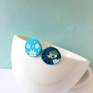 Duck Flower Asymmetrical Earring