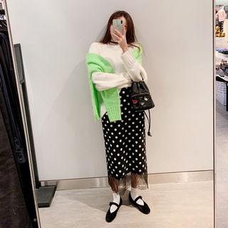 Polka-dot H-line Long Skirt