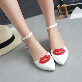 Lips Applique Ankle Strap Sandals