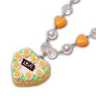 Neon Orange Rose Heart Shape Cake Necklace