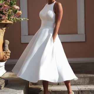 Lace Open-back Sleeveless Midi A-line Dress