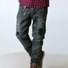 Distressed Patchwork Washed Jeans