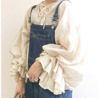 Tie Neck Blouse Beige - One Size