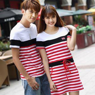 Couple Matching Striped Short-sleeve T-shirt / Dress
