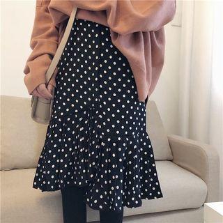Dotted Ruffle Midi Skirt