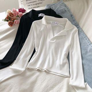 Long-sleeve Buttonless Polo Shirt